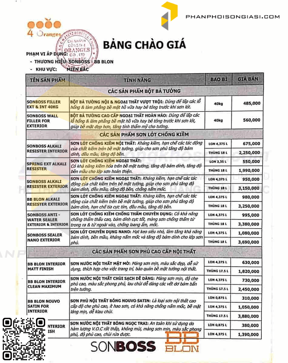 Bảng giá SONBOSS – BB Blon — ảnh trang 1