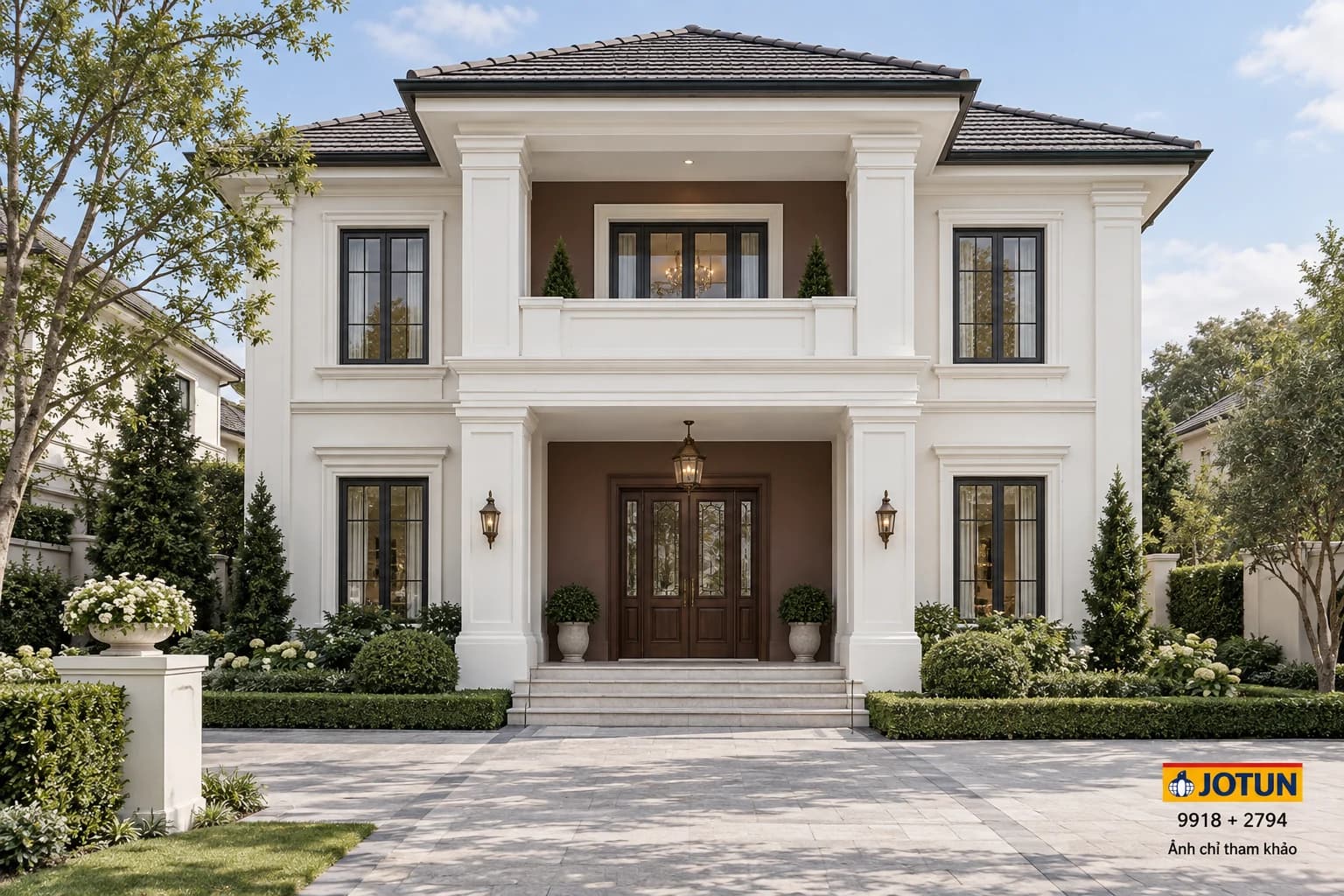 9918 Trắng Sứ phối 2794: ngôi nhà trắng và cánh cửa kể chuyện — phối cảnh ngoại thất tham khảo