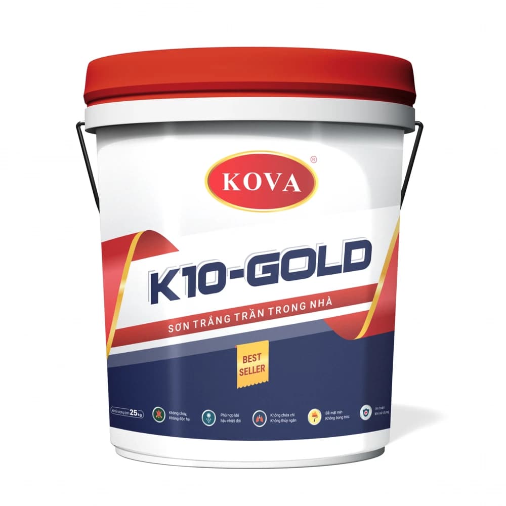 Bao bì KOVA K10-GOLD · Sơn trắng trần trong nhà