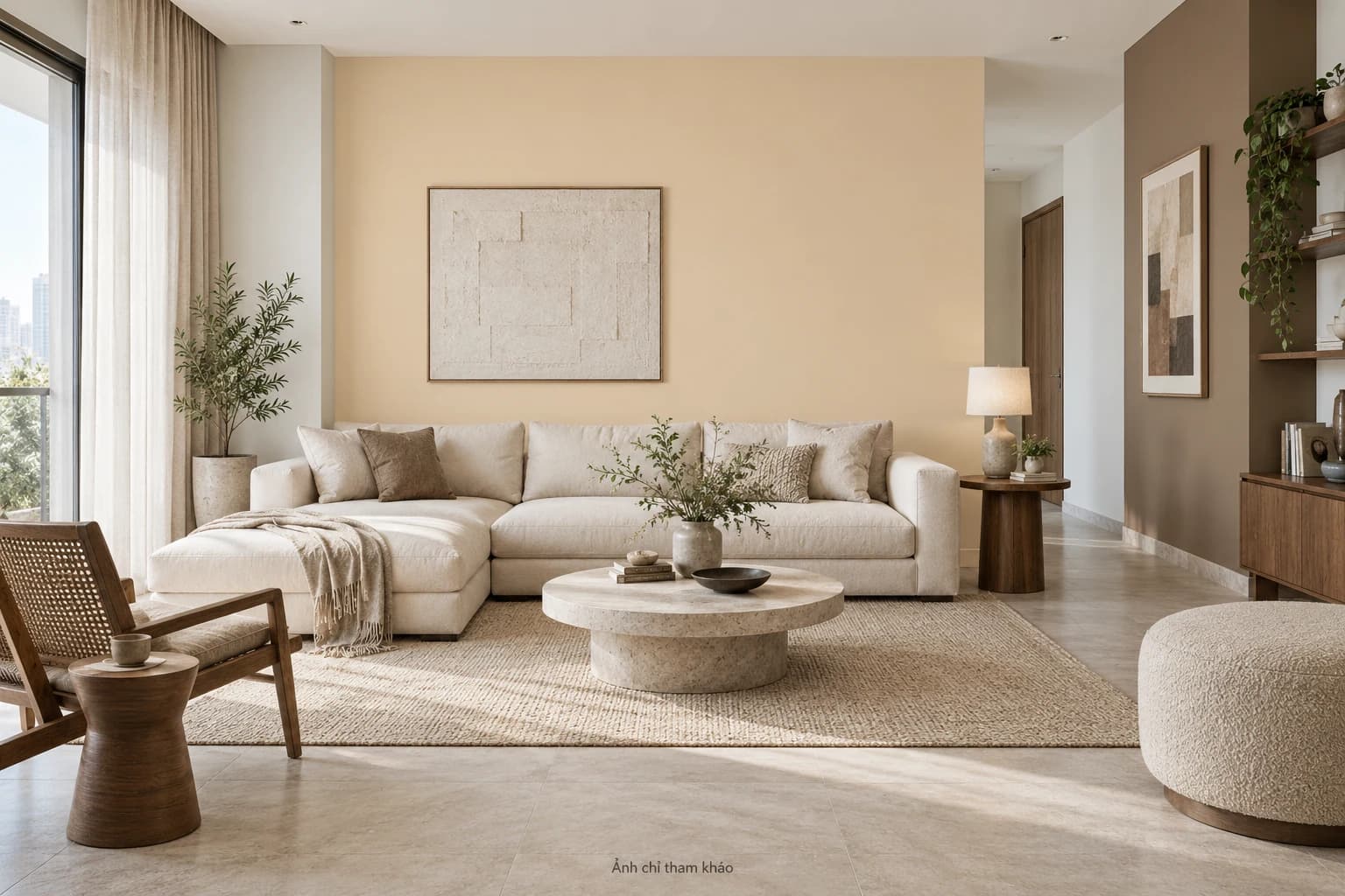 Ảnh thiết kế riêng cho Dulux 30YY 75/145, nội thất — Nền sáng, nhấn vừa đủ. Ảnh chỉ tham khảo; không xác nhận màu sơn thực tế.