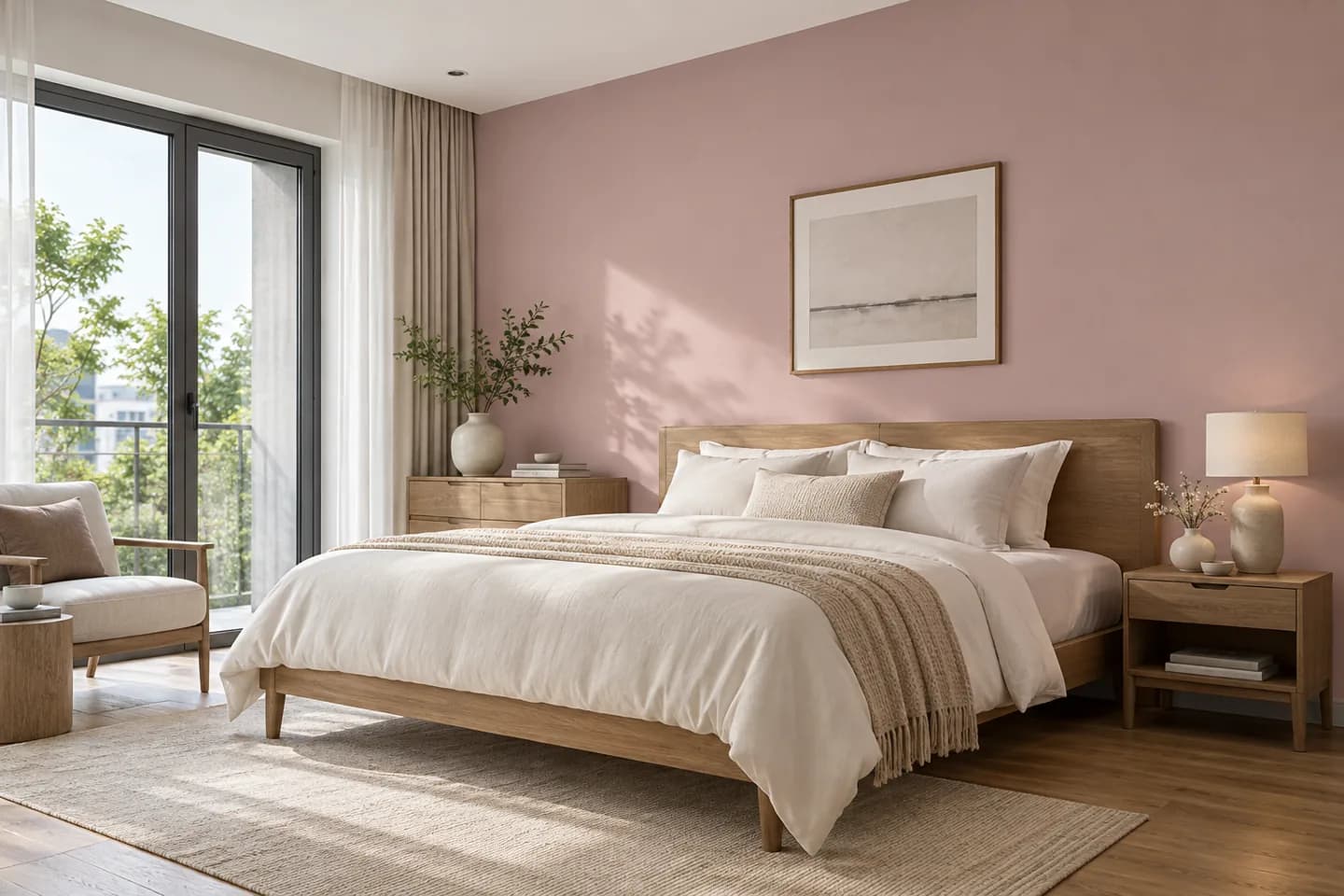 Phối cảnh AI gợi ý bố cục phòng ngủ. Màu ảnh tham khảo, cần đối chiếu mẫu KOVA AP47-3.