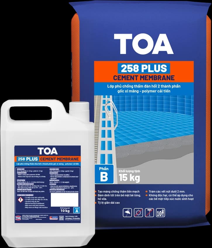 Bao bì Chống thấm 2 thành phần gốc xi măng TOA 258 Plus Cement Membrane