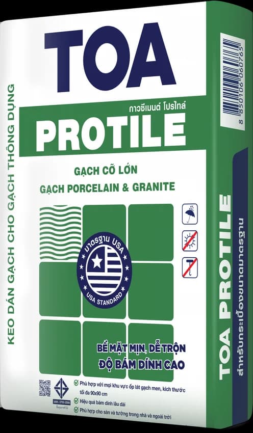 Bao bì Keo dán gạch TOA Protile theo website TOA Việt Nam