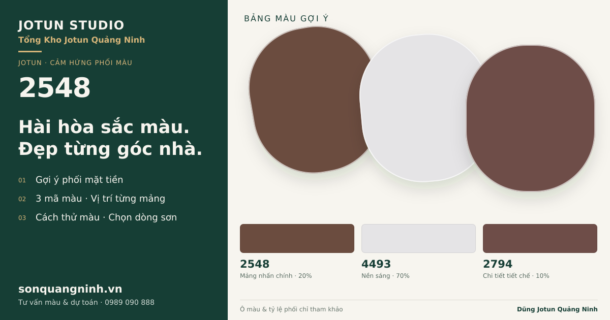Jotun 2548 · Mặt tiền · Bộ phối 2548 + 4493 + 2794. Bảng màu gợi ý; ảnh chỉ tham khảo.