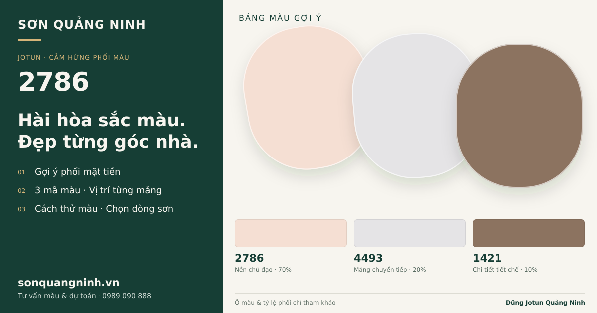 Jotun 2786 · Mặt tiền · Bộ phối 2786 + 4493 + 1421. Bảng màu gợi ý; ảnh chỉ tham khảo.