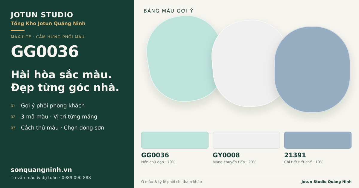Maxilite GG0036 · Phòng khách · Bộ phối GG0036 + GY0008 + 21391. Bảng màu gợi ý; ảnh chỉ tham khảo.