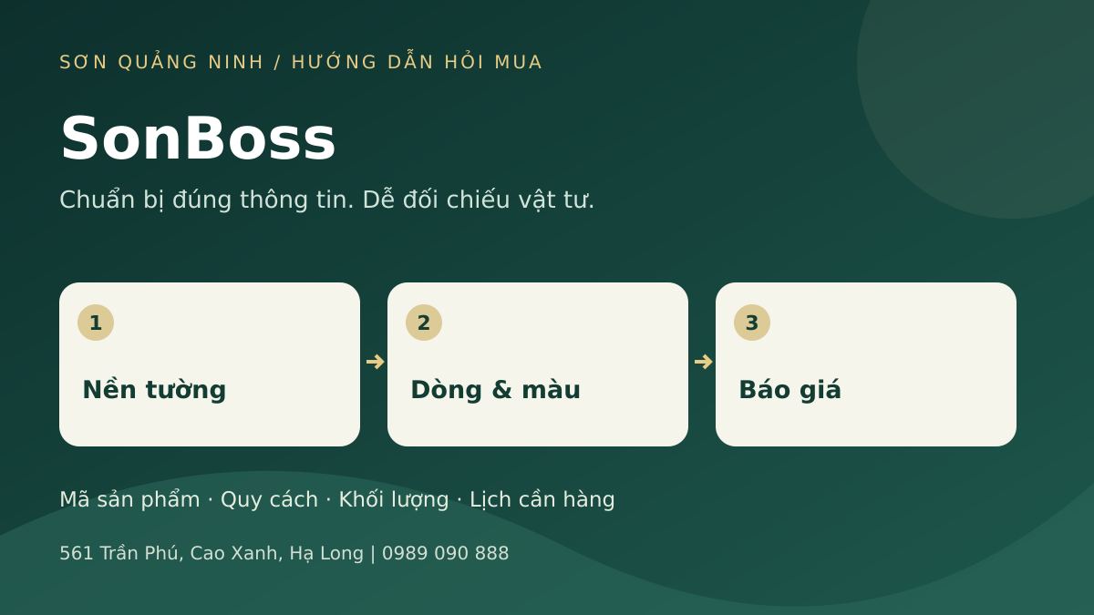 Sơ đồ chuẩn bị yêu cầu SonBoss: Nền tường, Dòng & màu, Báo giá
