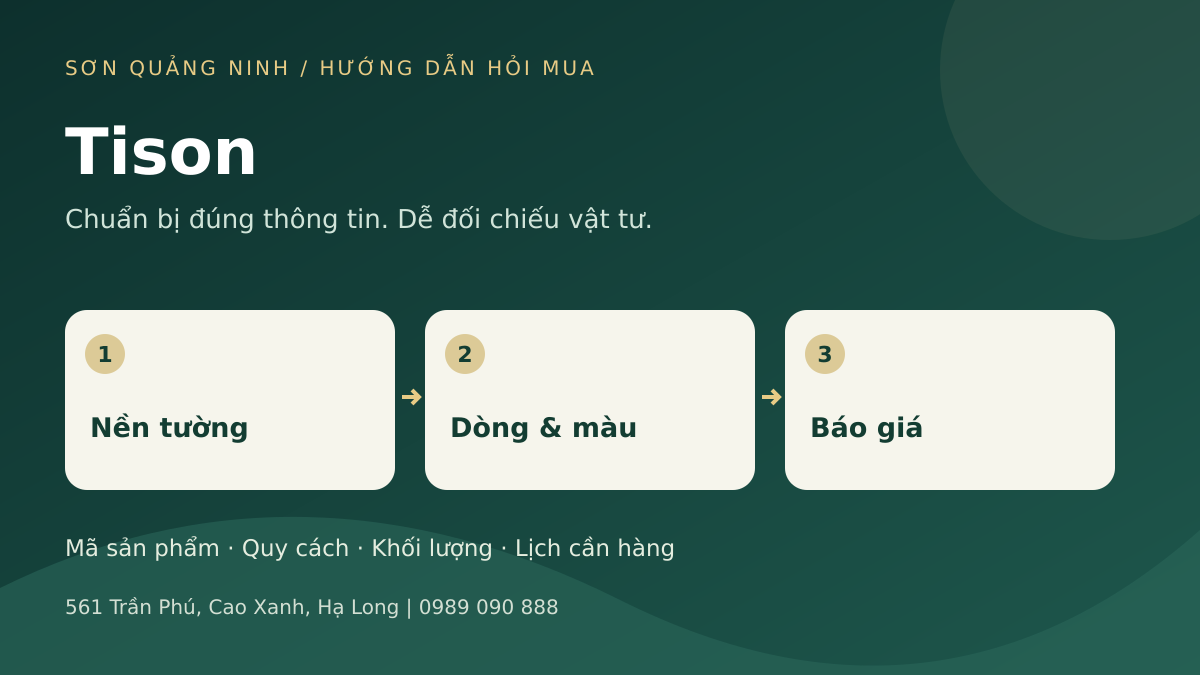 Sơ đồ chuẩn bị yêu cầu Tison: Nền tường, Dòng & màu, Báo giá