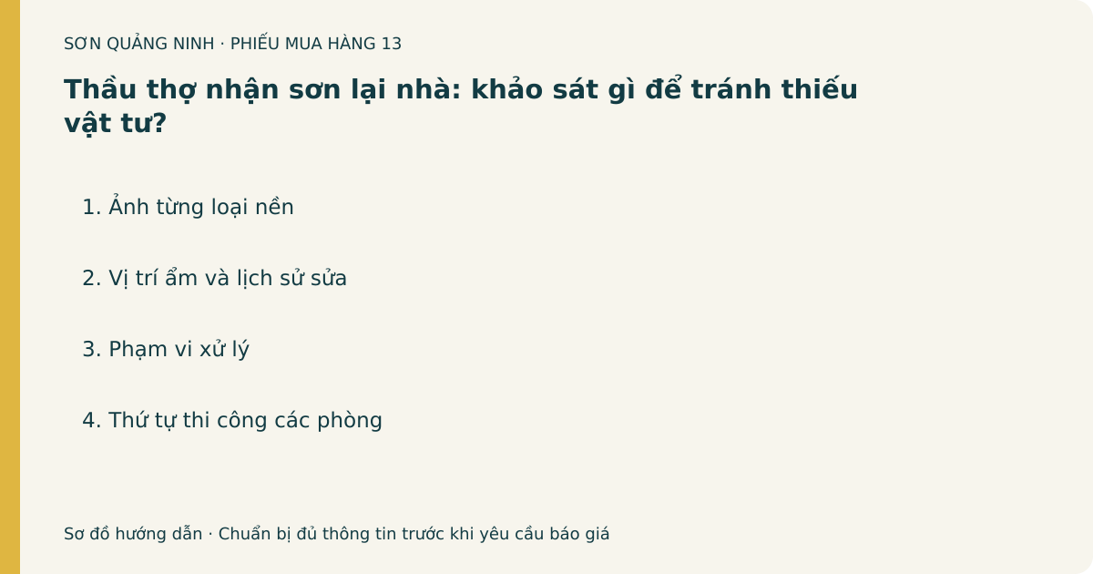 Phiếu chuẩn bị: Thầu thợ nhận sơn lại nhà: khảo sát gì để tránh thiếu vật tư?