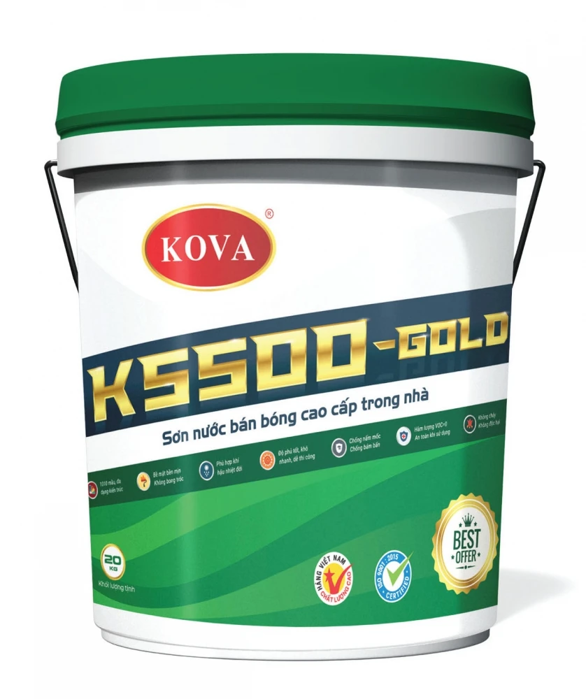 Bao bì KOVA K5500-GOLD · Sơn bán bóng cao cấp trong nhà